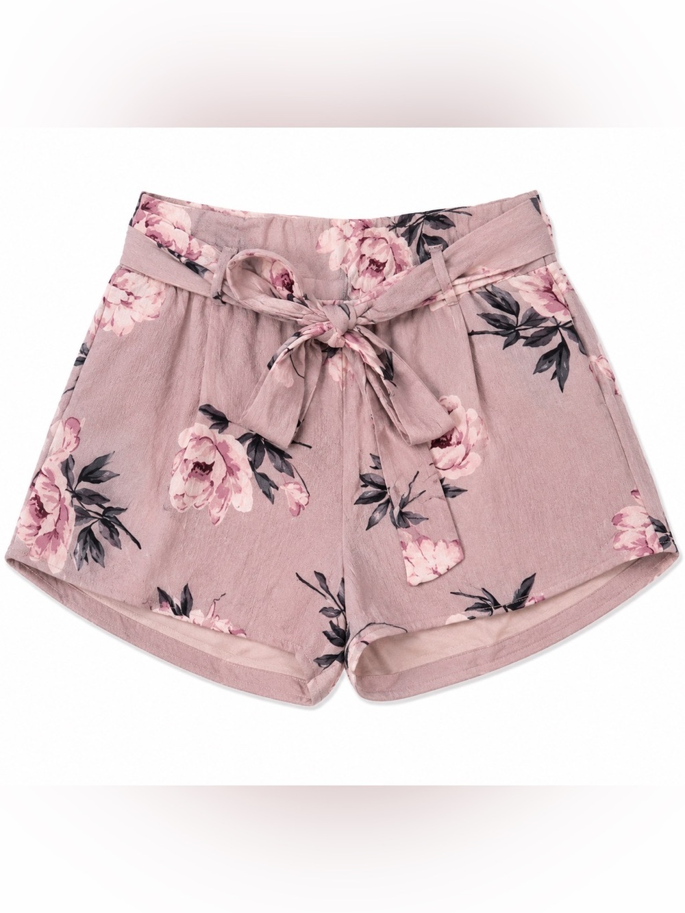 Charlotte Russe Pink Floral Tie-Waist Shorts